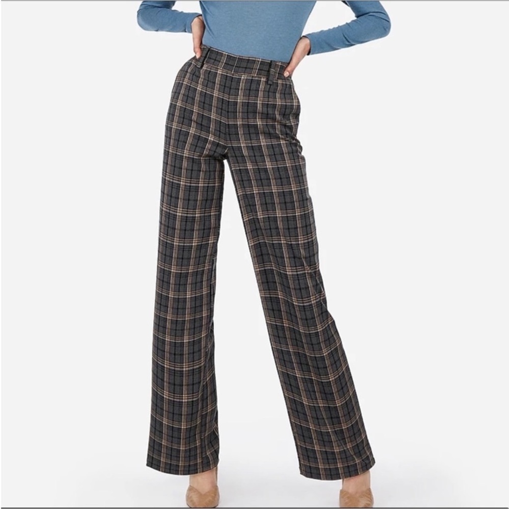 Express x Negin Mirsalehi High Waist Plaid Pants